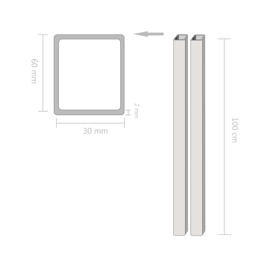 2x Structural Steel Tubes Rectangular Box Section 1m 60x30x2mm